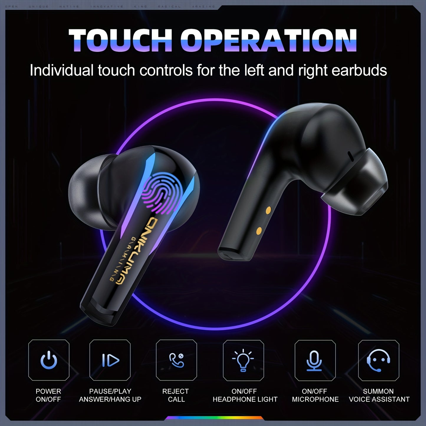 ONIKUMA Wireless Gaming Earbuds, Low Latency 5.3 Headset with Dual Connection (2.4G & Wireless 5.3), Ergonomic Design, ENC Noise Cancelling Mic, Deep Bass, Compatible with PC, PS5, PS4, Switch, VR, Laptop, Immersive Experienc