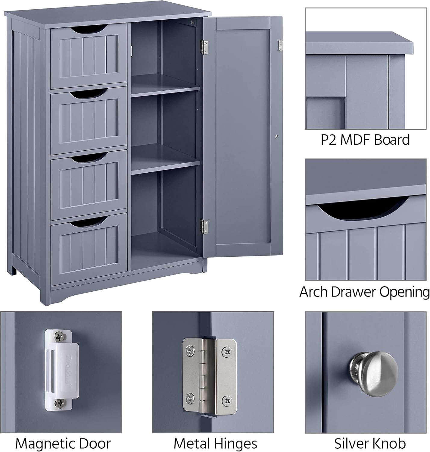 Bathroom Floor Cabinet, Freestanding Storage Organizer Unit Kitchen