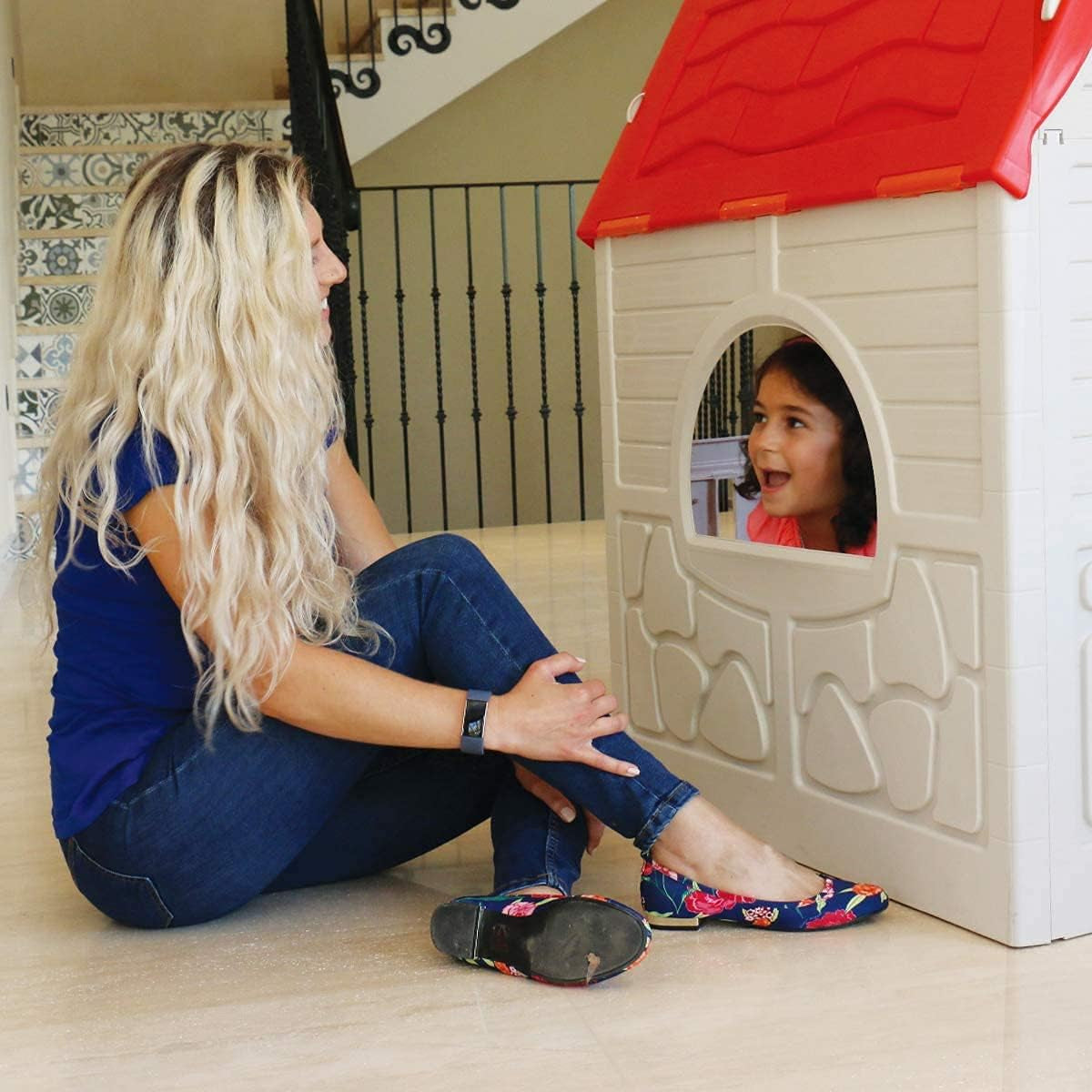 Foldable Kids Playhouse, Indoor & Outdoor Cottage Toy House for