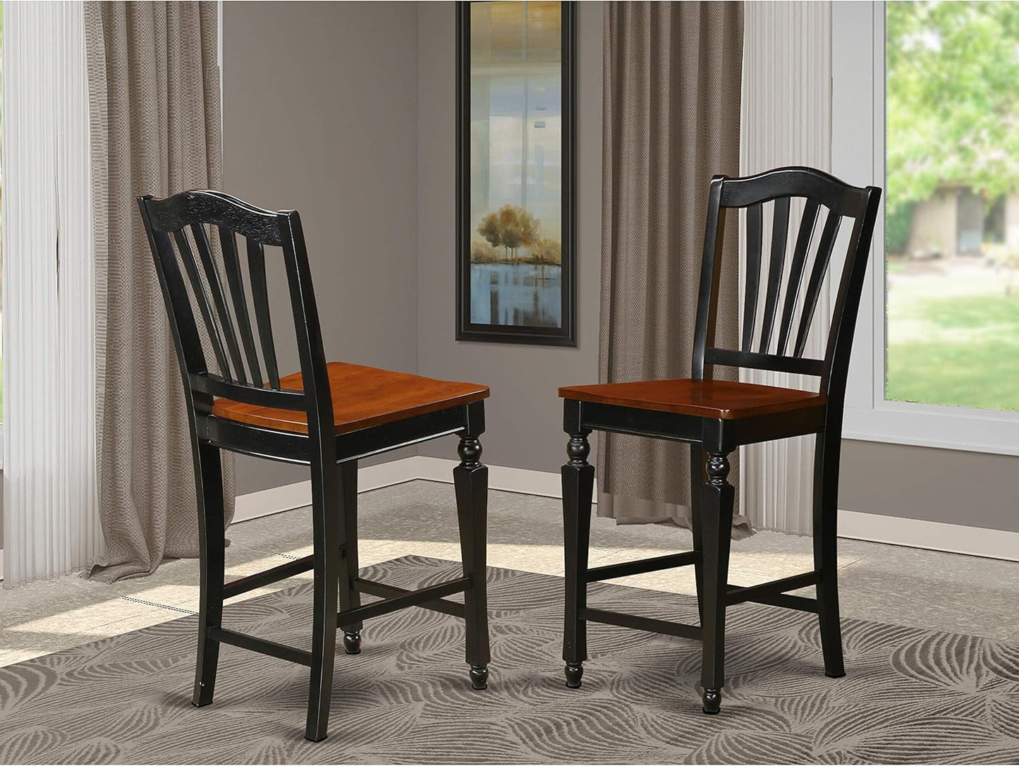 CHS-BLK-LC Chelsea Counter Dining Chairs - Faux Leather Upholstered