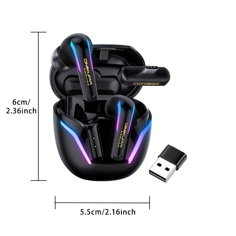 ONIKUMA Wireless Gaming Earbuds, Low Latency 5.3 Headset with Dual Connection (2.4G & Wireless 5.3), Ergonomic Design, ENC Noise Cancelling Mic, Deep Bass, Compatible with PC, PS5, PS4, Switch, VR, Laptop, Immersive Experienc