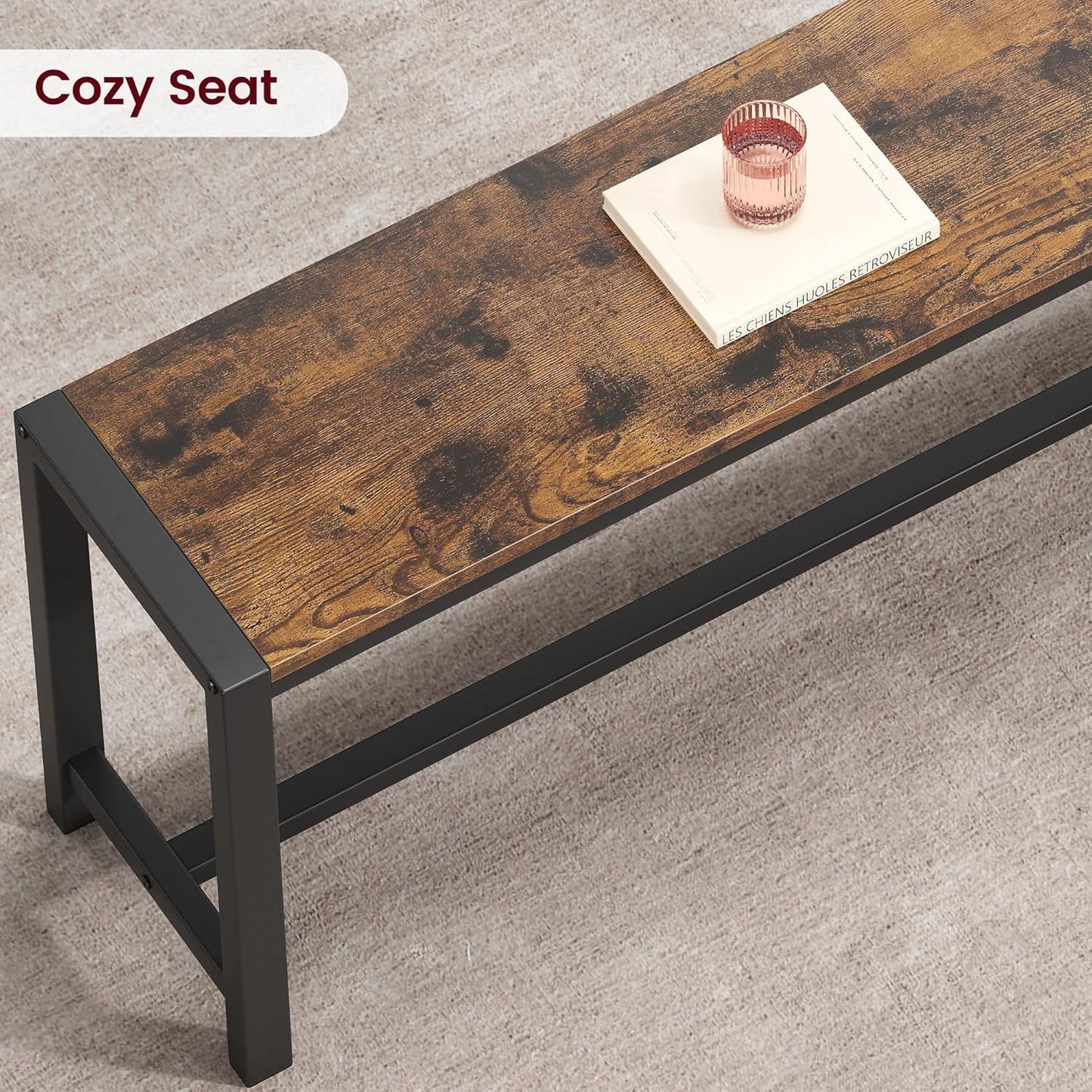 Dining Table Set for 4, Kitchen Table with Benches, Rectangular Dining