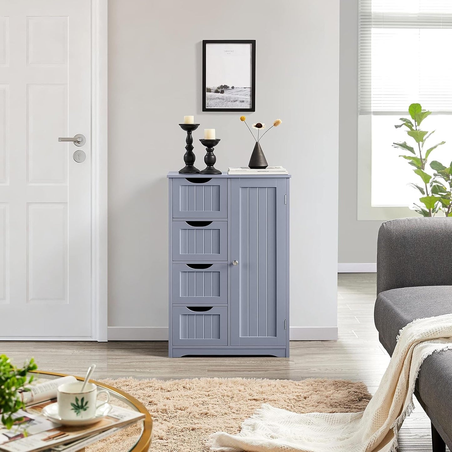 Bathroom Floor Cabinet, Freestanding Storage Organizer Unit Kitchen