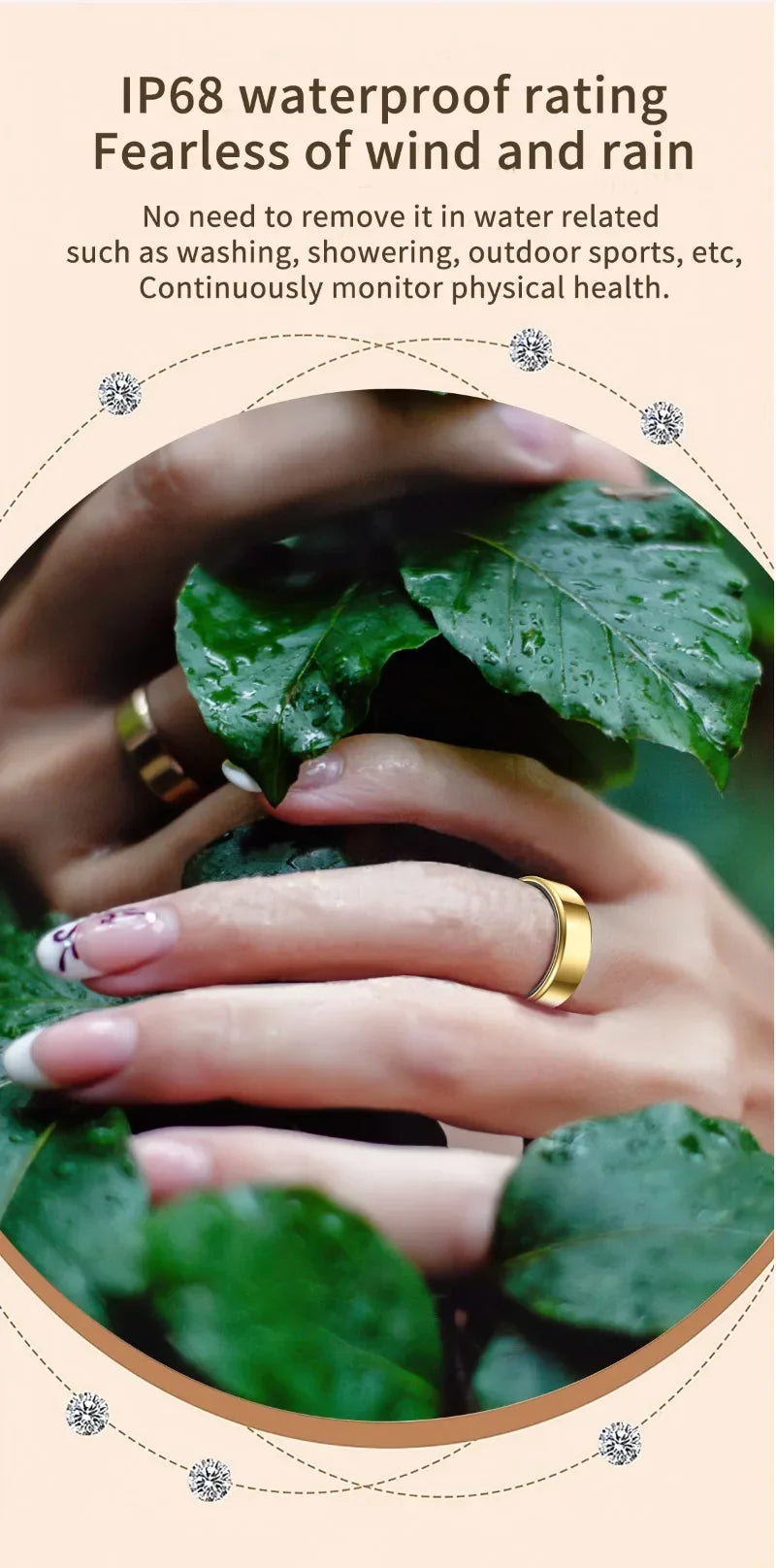 Smart Rings Steps Heart Rate Blood Oxygen Saturation Sleep Distance Calories IP68 Smart Ring Waterproof Multi-sport Mode Tracker