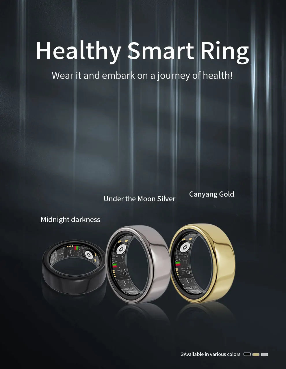 2025 New Smart Ring Blood Pressure Sleep Health Monitoring Multi-sport Modes smartring IP68 Waterproof Remote Care For Men Women
