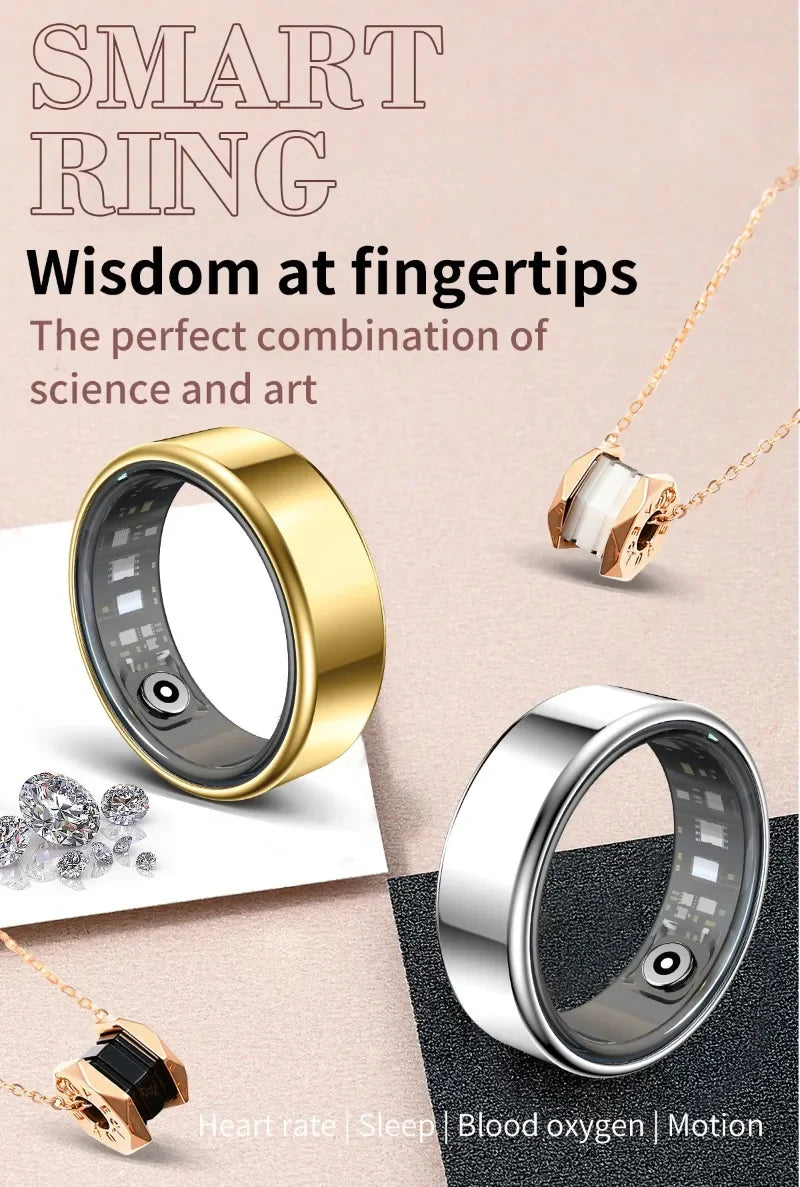 Smart Rings Steps Heart Rate Blood Oxygen Saturation Sleep Distance Calories IP68 Smart Ring Waterproof Multi-sport Mode Tracker