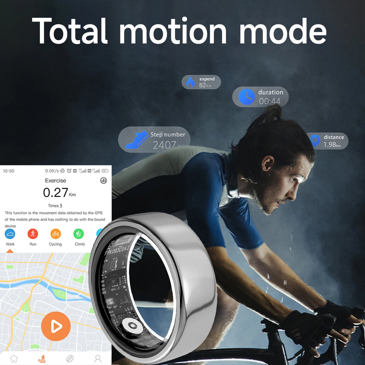 2025 New Smart Ring Blood Pressure Sleep Health Monitoring Multi-sport Modes smartring IP68 Waterproof Remote Care For Men Women