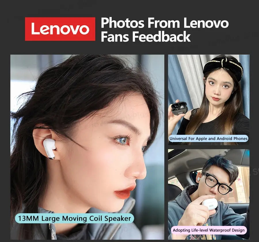 Lenovo LP5 Wireless Bluetooth Earbuds Stereo HiFi Music Earphones Headphones Sports Waterproof TWS Headset With Mic Earbuds New