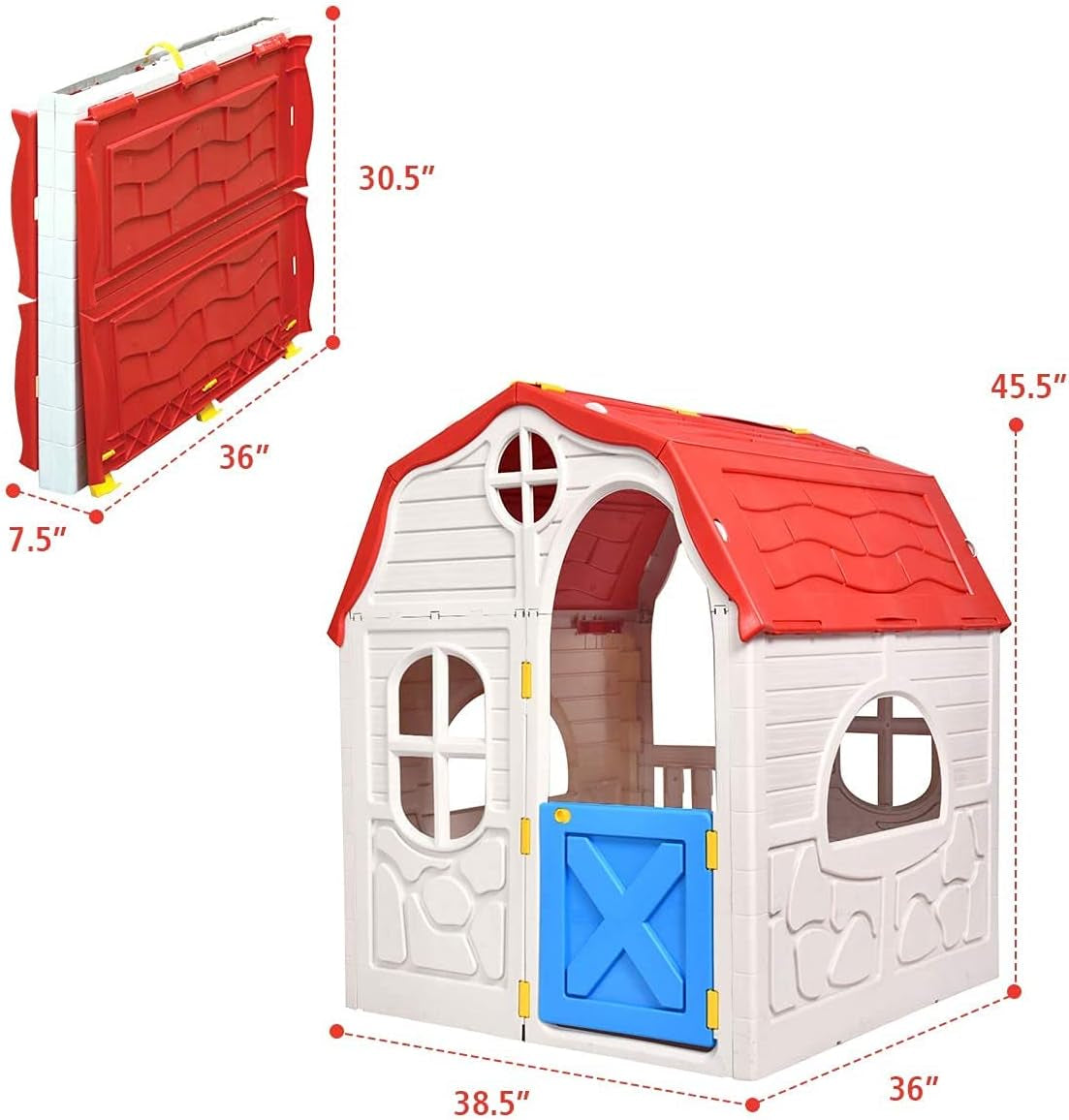 Foldable Kids Playhouse, Indoor & Outdoor Cottage Toy House for