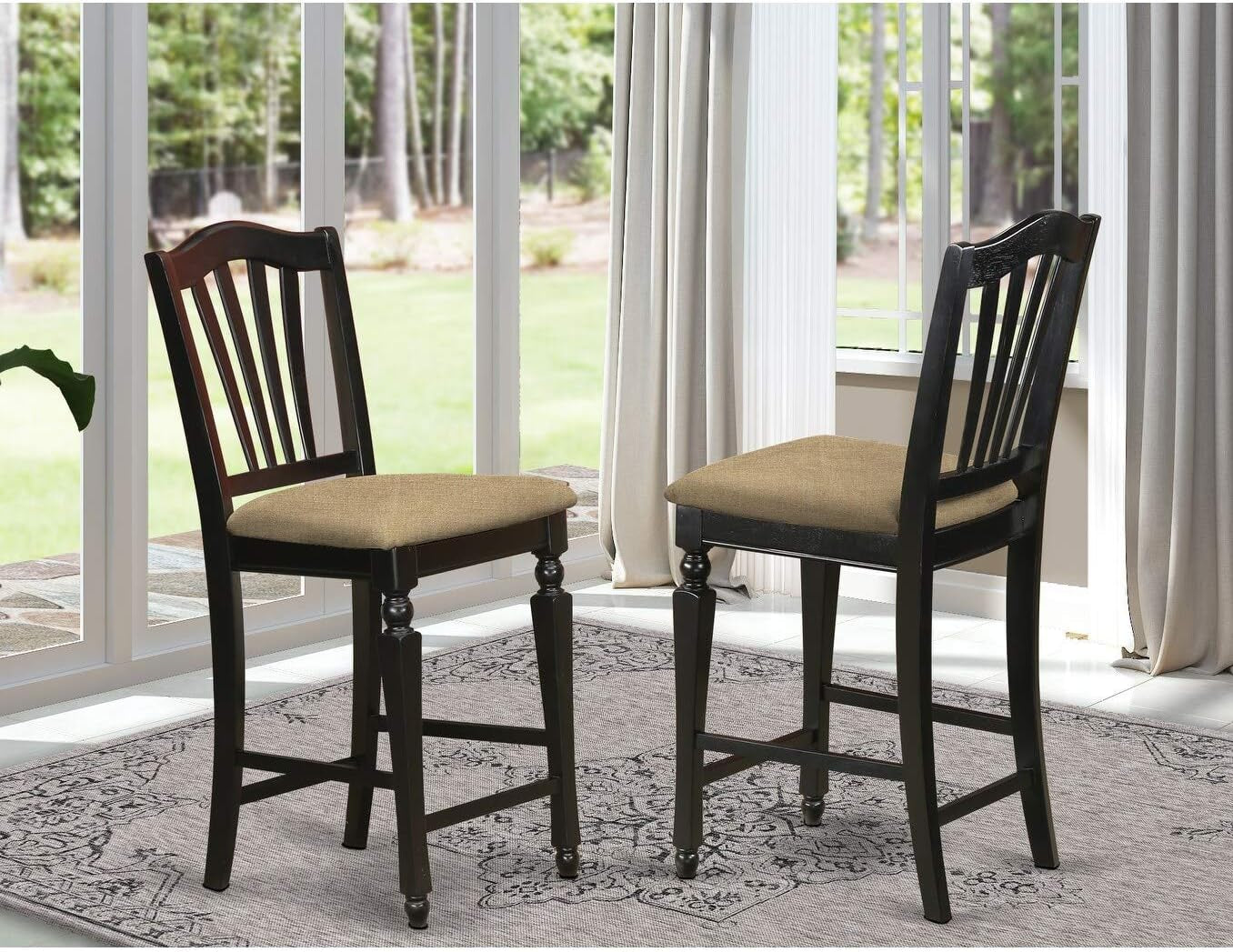CHS-BLK-LC Chelsea Counter Dining Chairs - Faux Leather Upholstered