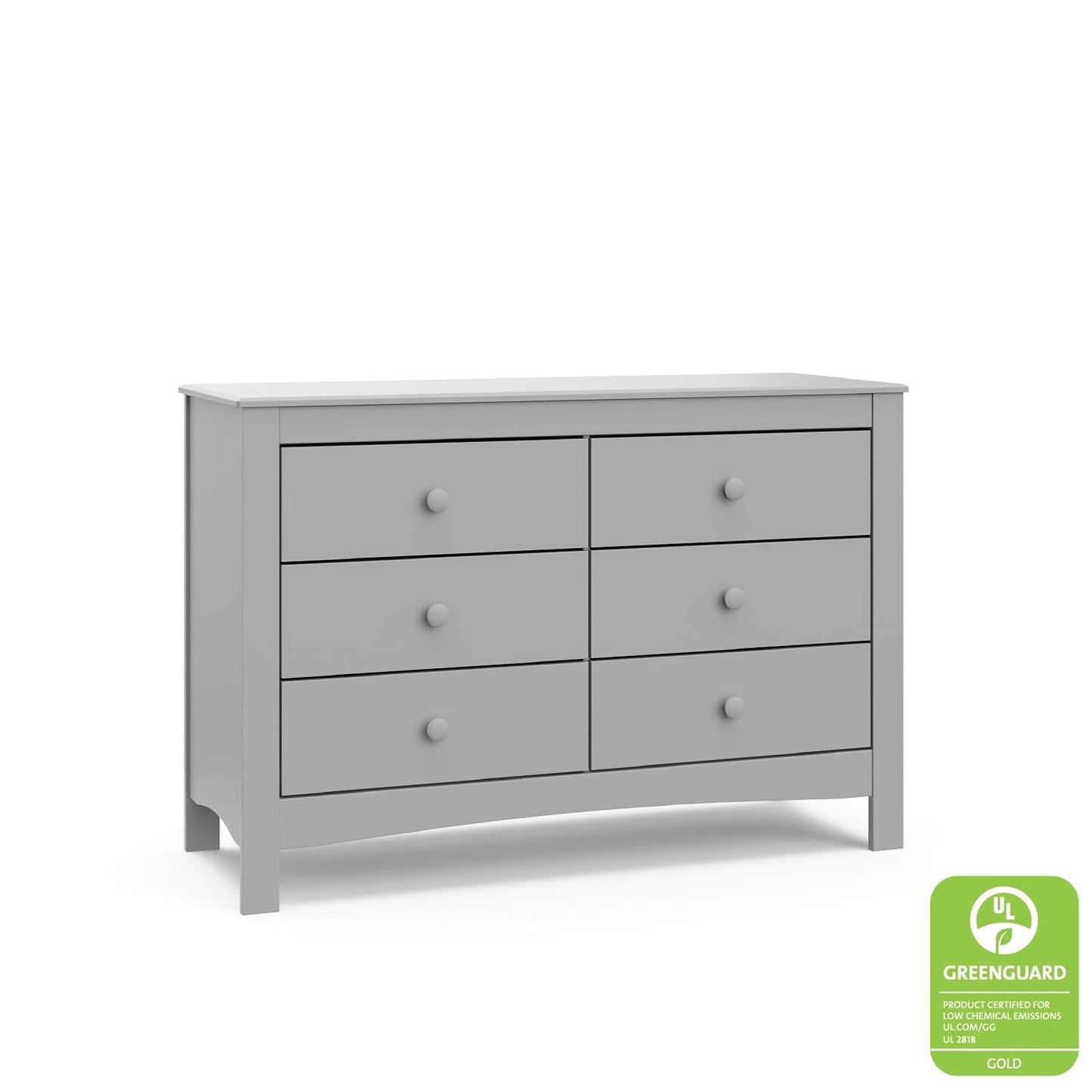 Noah 6 Drawer Double Dresser (Pebble Gray) - GREENGUARD Gold