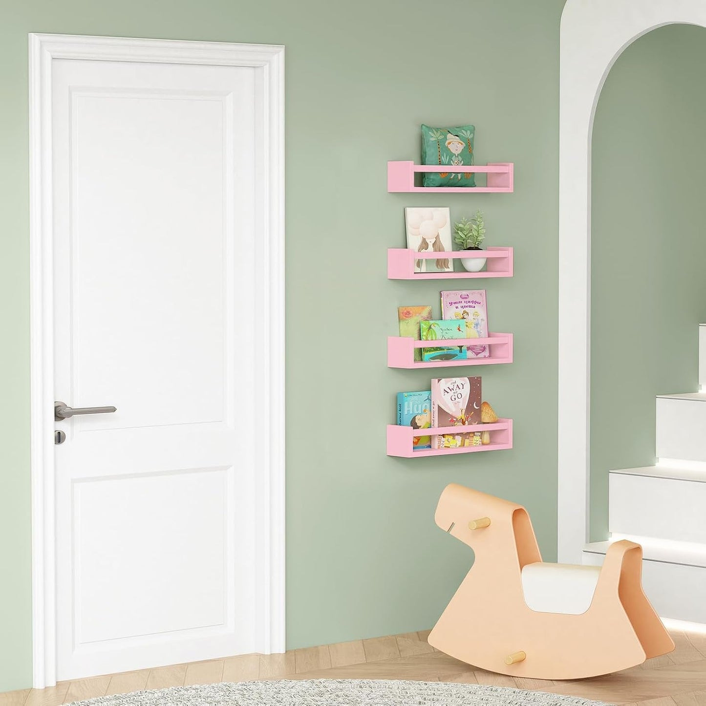 Pink Floating Shelves for Wall, Aesthetic Wall Bookshelf for Girls