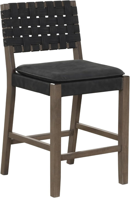 Cohen Mid-Century Modern Leather Bar Stool, Counter Height Chair in