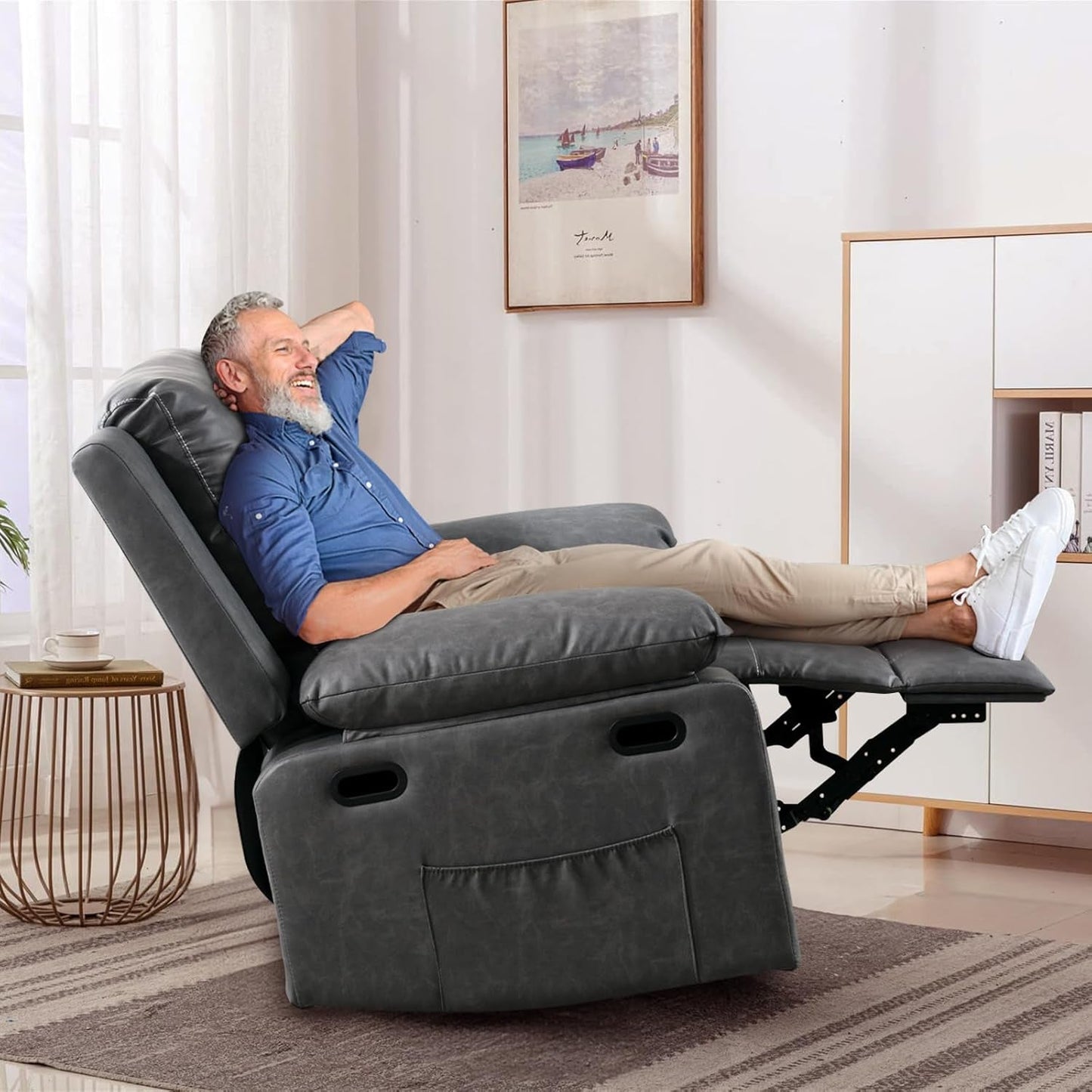 Recliner Chair, 360 Degree Swivel Rocking Chair with Massage and Heat,