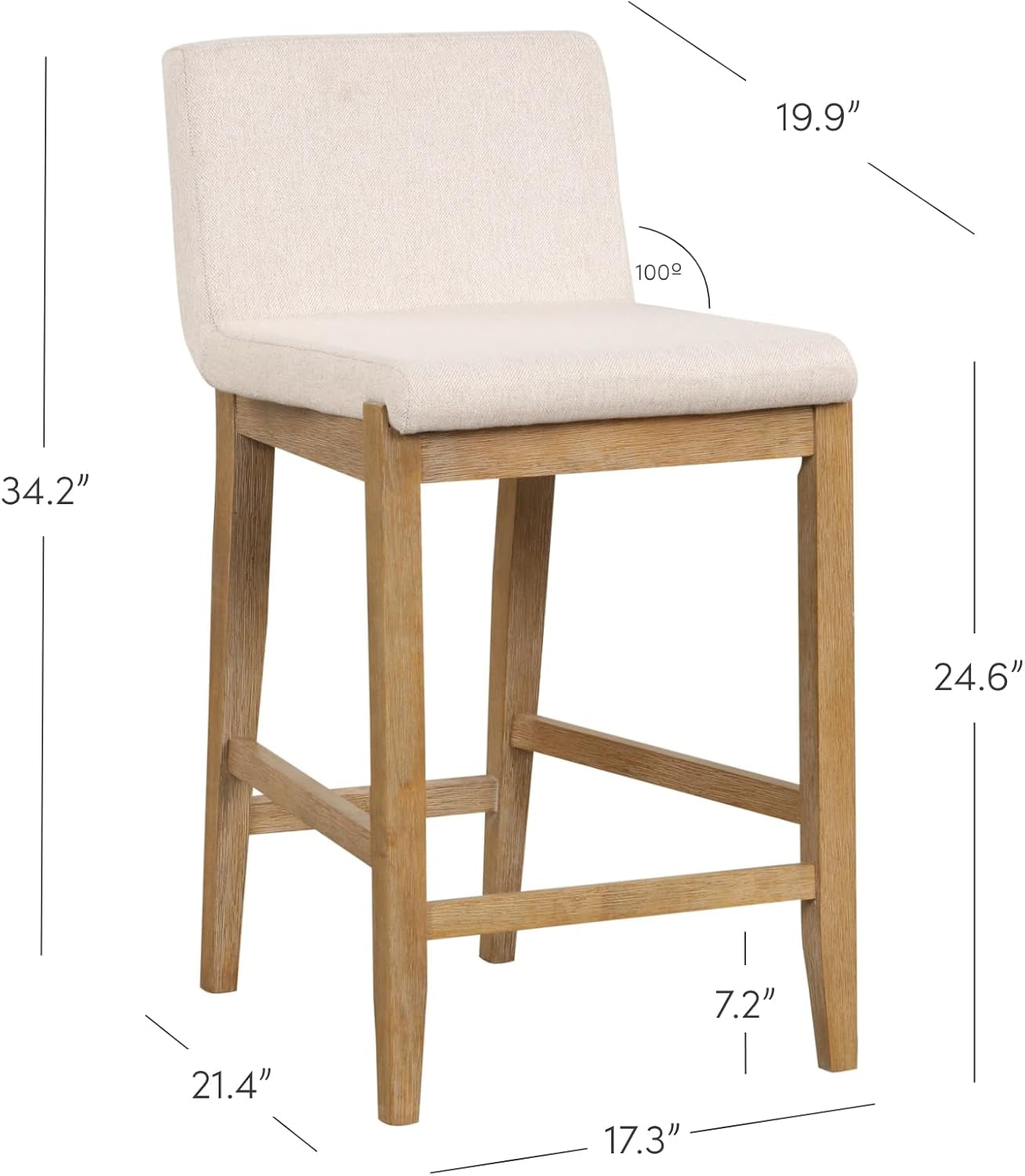 Gracie Modern Counter Height Bar Stool with Back, Counter Stool