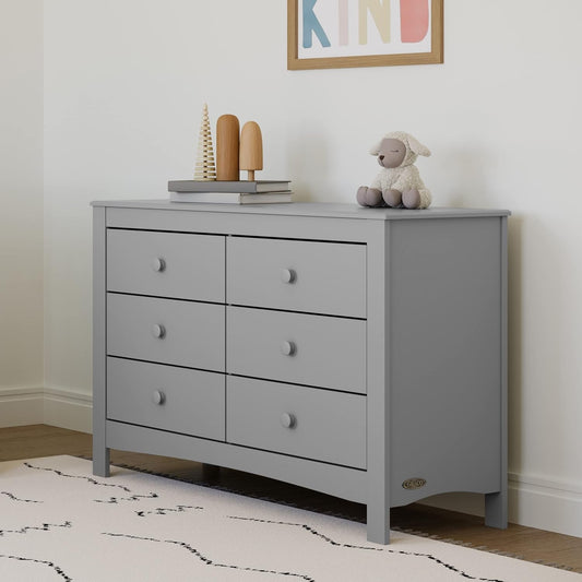 Noah 6 Drawer Double Dresser (Pebble Gray) - GREENGUARD Gold