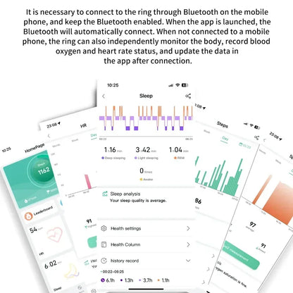 Smart Rings Steps Heart Rate Blood Oxygen Saturation Sleep Distance Calories IP68 Smart Ring Waterproof Multi-sport Mode Tracker