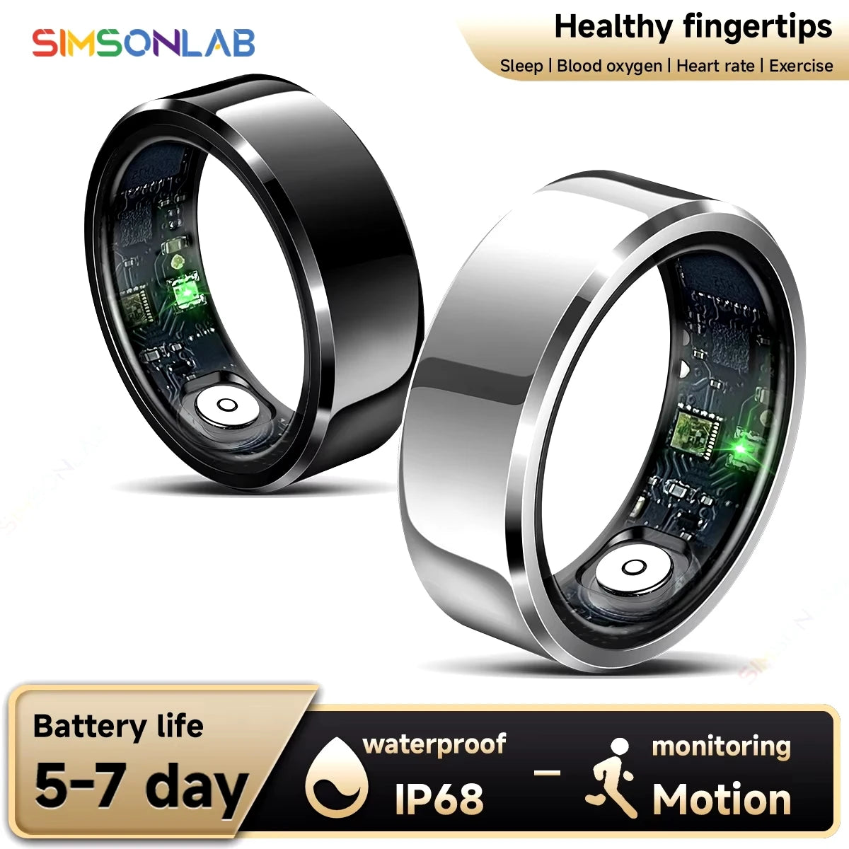 2025 New Smart Ring Blood Pressure Sleep Health Monitoring Multi-sport Modes smartring IP68 Waterproof Remote Care For Men Women