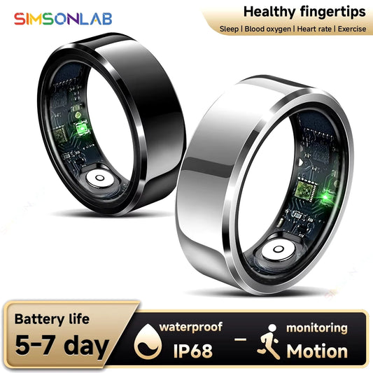 2025 New Smart Ring Blood Pressure Sleep Health Monitoring Multi-sport Modes smartring IP68 Waterproof Remote Care For Men Women