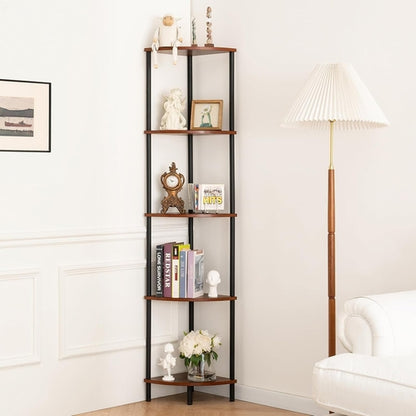 Corner Shelf Stand, 5-Tier Corner Bookshelf, Tall Corner Shelves for