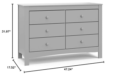 Noah 6 Drawer Double Dresser (Pebble Gray) - GREENGUARD Gold