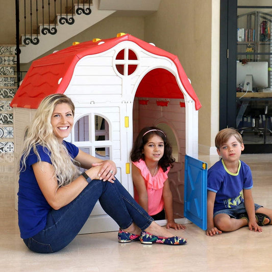 Foldable Kids Playhouse, Indoor & Outdoor Cottage Toy House for