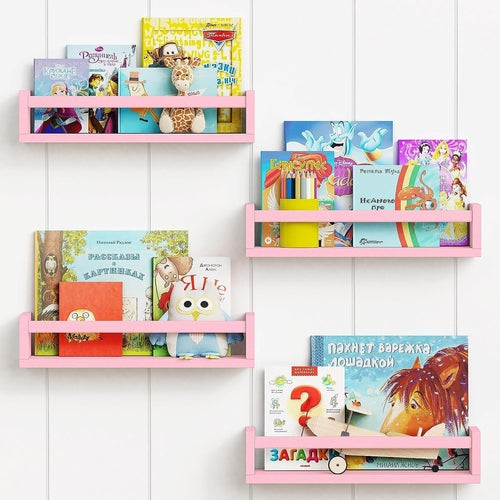 Pink Floating Shelves for Wall, Aesthetic Wall Bookshelf for Girls