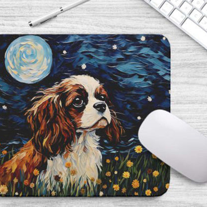 Starry Night Dog Cavalier King Non-Slip Computer Mousepad