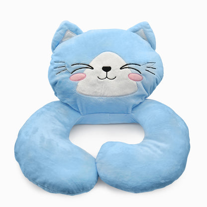 Glow in the dark Blanket, Moon Stars & Cat Neck Pillow-Blue