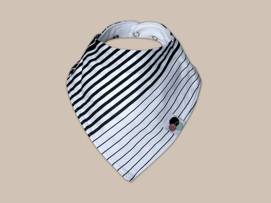 BLACK + WHITE STRIPED | Premium Plus Baby Bandana Bib (organic cotton)