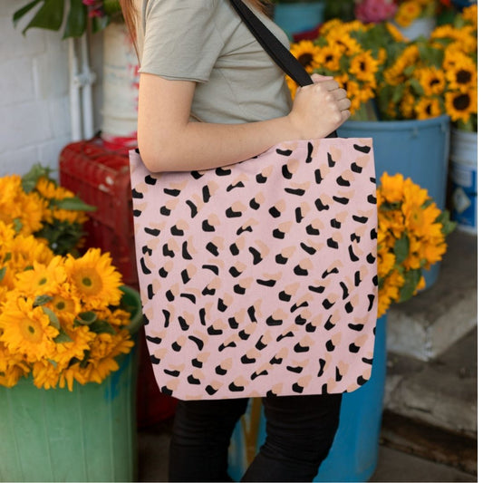 Pink Leopard Print Shopper Tote Bag Medium