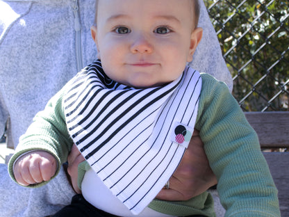 BLACK + WHITE STRIPED | Premium Plus Baby Bandana Bib (organic cotton)