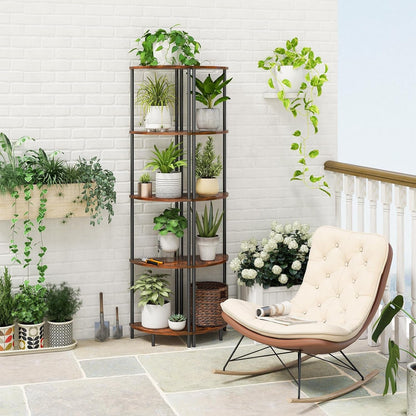 Corner Shelf Stand, 5-Tier Corner Bookshelf, Tall Corner Shelves for