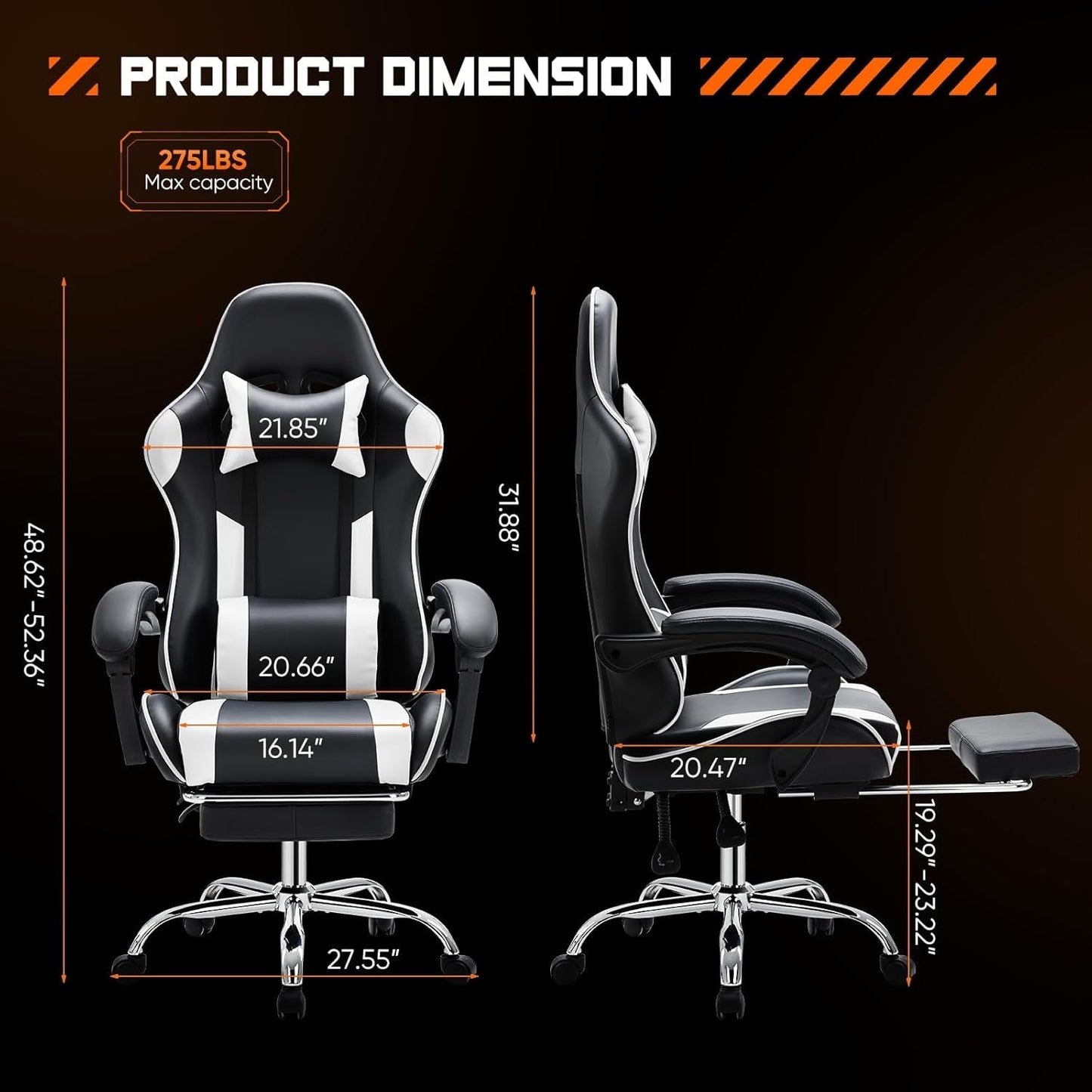 Video Game Desk Chair - Ergonomic Computer with Footrest and Comfy