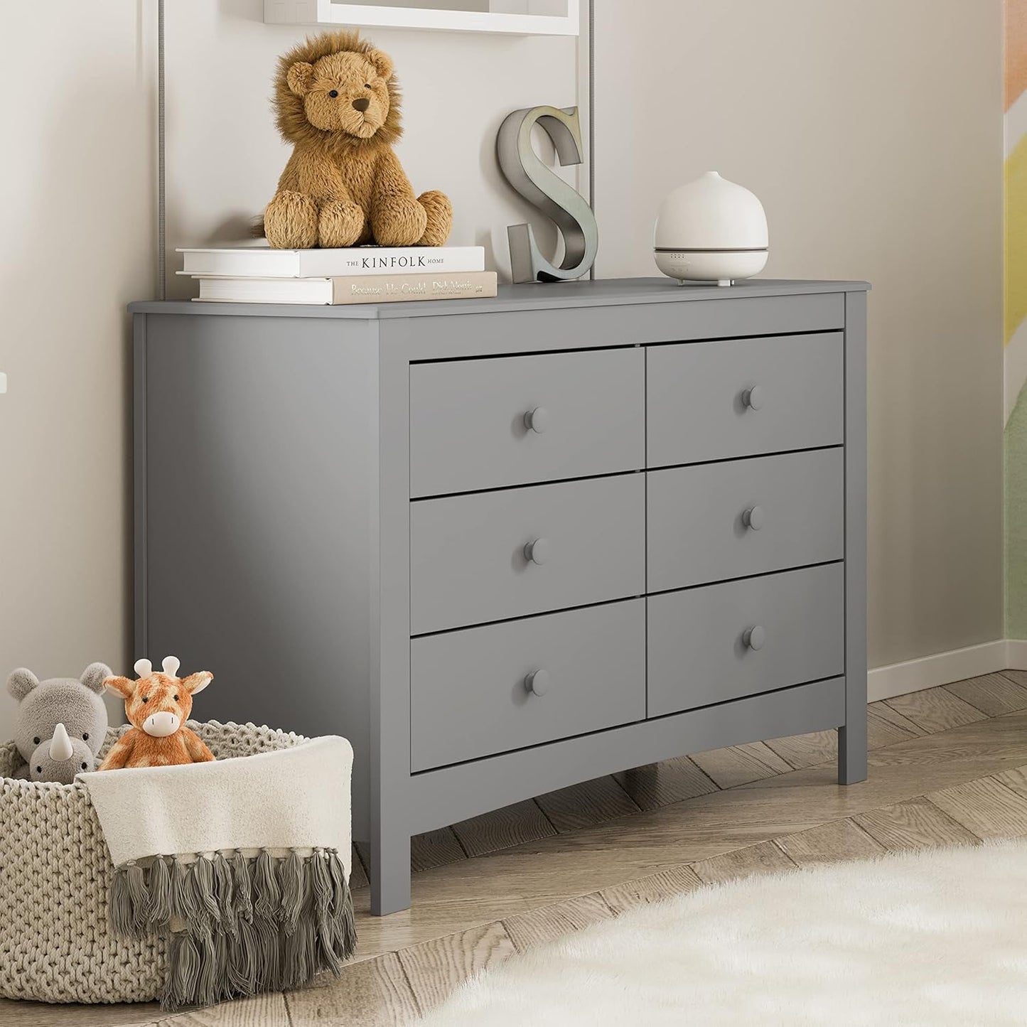 Noah 6 Drawer Double Dresser (Pebble Gray) - GREENGUARD Gold