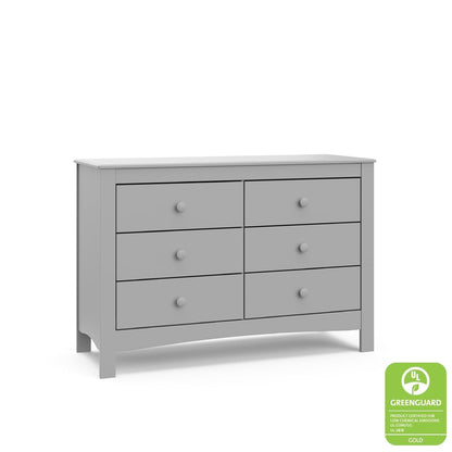 Noah 6 Drawer Double Dresser (Pebble Gray) - GREENGUARD Gold