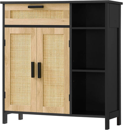 Rattan Cabinet, Boho Storage Storage with Rattan Doors, Buffet Cabinet