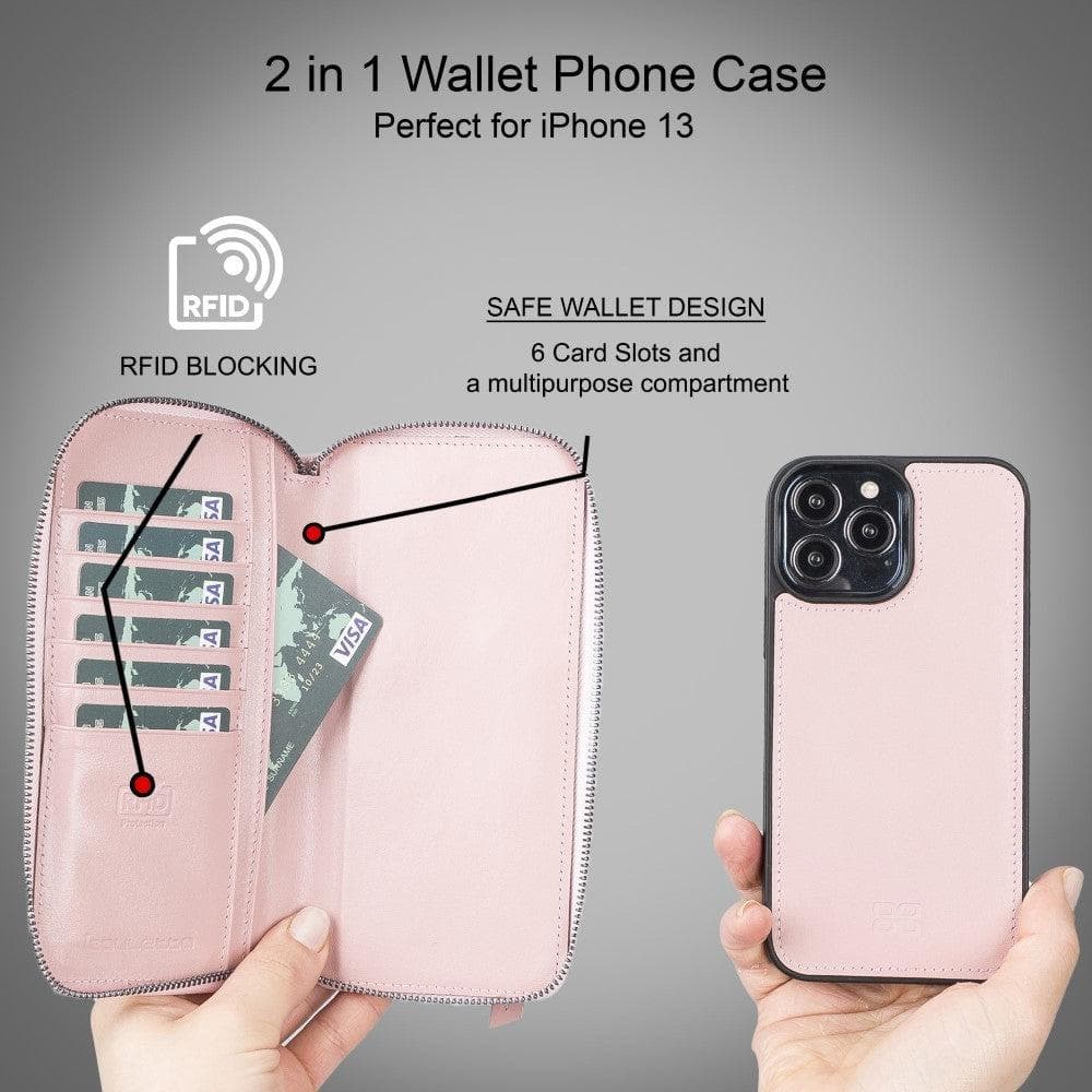 Detachable Leather Zipper Wallet Cases for Apple iPhone 13 Series